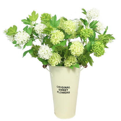 Stunning White and Green Snowball Flower Arrangement - Elegant European and American Style Faux Floral Décor for Living Room and Showcase Spaces - High-Quality, Realistic Home Decoration