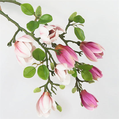 Elegant Realistic Touch Faux Magnolia Single Stem Decorative Flower Arrangement - Perfect for Hotel Decor, Wedding Centerpieces, and Event Styling