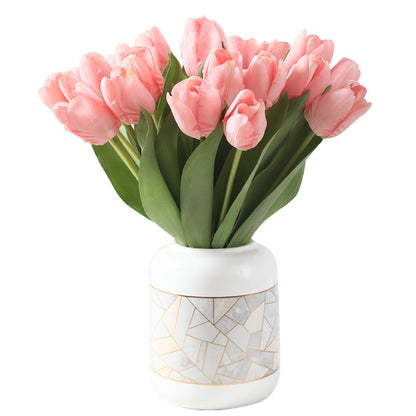 Luxurious Realistic Touch Moisture-Infused Tulip Decorative Faux Flowers | Perfect Home Decor & Photography Props