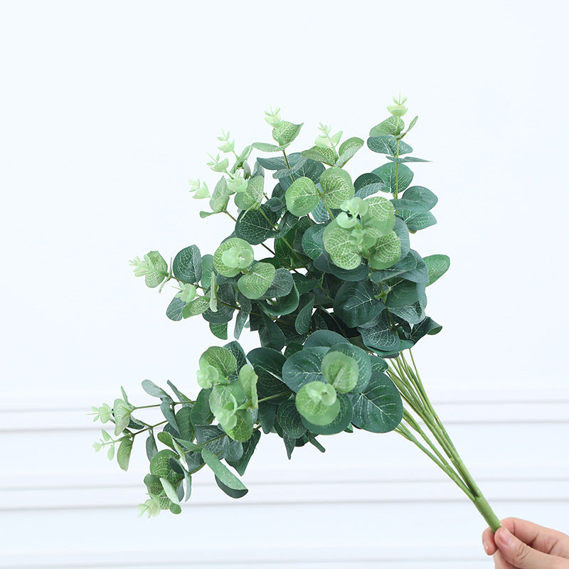 Realistic 5-Branch Faux Money Eucalyptus Plant for Stylish Home Decor - Lifelike Greenery and Vibrant Flowers, Perfect for Any Space