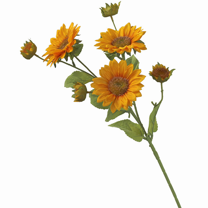 Modern European Style 7-Head Artificial Sunflower Arrangement - Stunning Silk Flowers for Weddings, Home Decor, and Photography