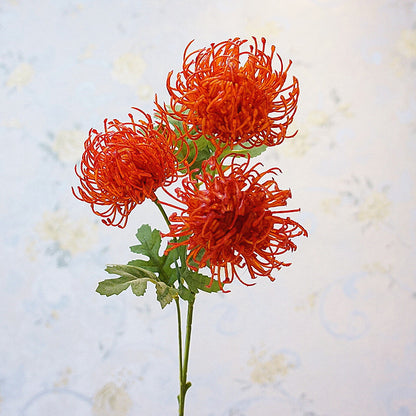 Artificial Flower Arrangement with 3 Golden Chrysanthemum Blossoms - Stunning Home Decor Accent for Weddings, Photography, and Soft Furnishings