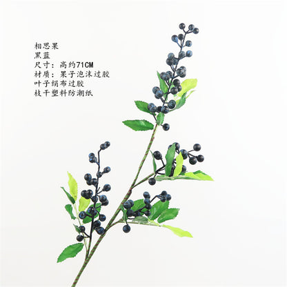 Realistic Artificial Romantic Fruit: Eye-Catching Christmas Decoration, Blueberry and Red Fruit Branch for Stylish Living Room Decor and Wedding Floral Arrangements