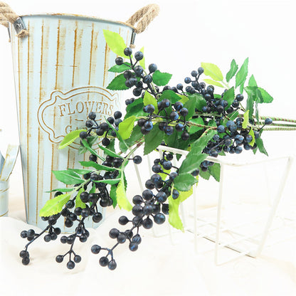 Realistic Artificial Romantic Fruit: Eye-Catching Christmas Decoration, Blueberry and Red Fruit Branch for Stylish Living Room Decor and Wedding Floral Arrangements