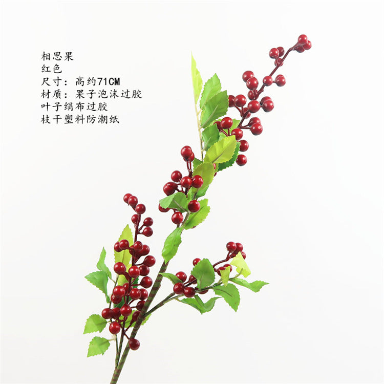 Realistic Artificial Romantic Fruit: Eye-Catching Christmas Decoration, Blueberry and Red Fruit Branch for Stylish Living Room Decor and Wedding Floral Arrangements