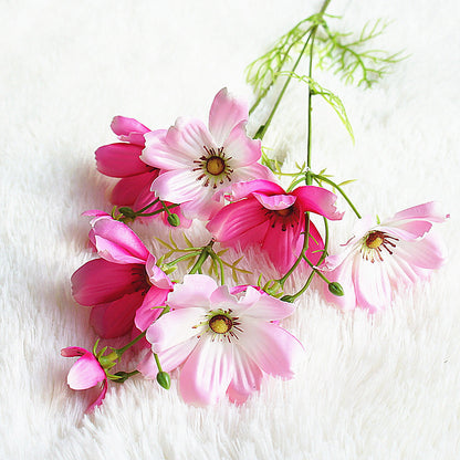 Realistic Faux Flower - Elegant Single Stem 3-Pronged Cosmos Flower for Home Decor, Wedding Decorations, & Photography Prop