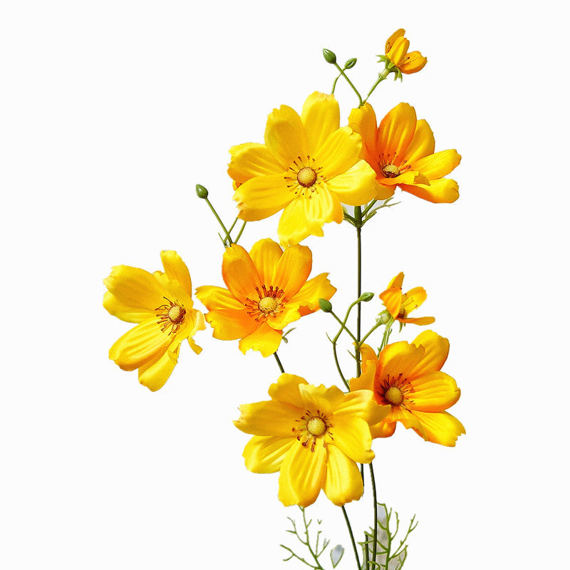 Realistic Faux Flower - Elegant Single Stem 3-Pronged Cosmos Flower for Home Decor, Wedding Decorations, & Photography Prop