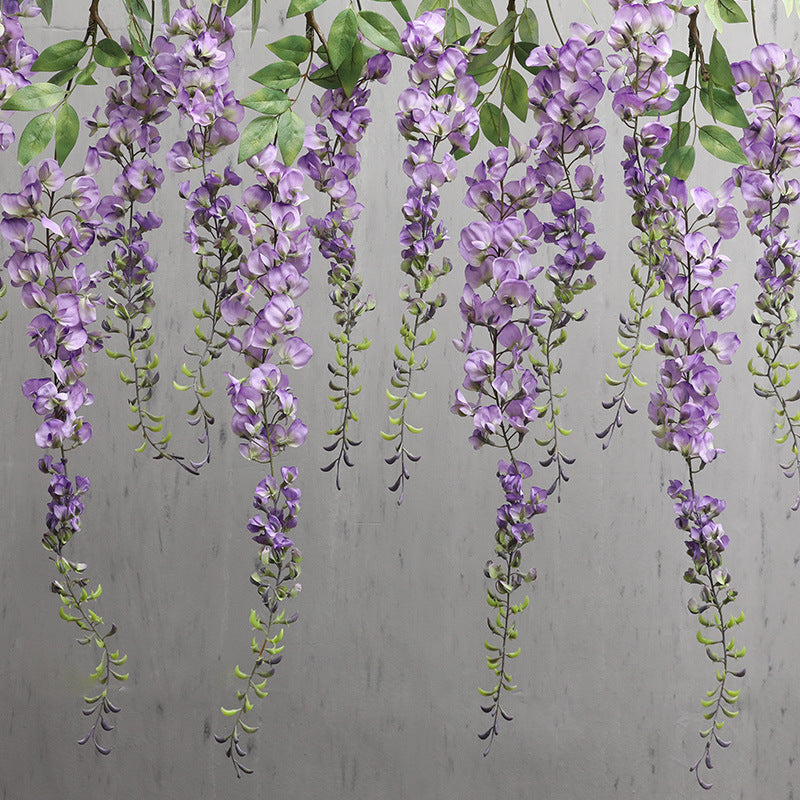 Lifelike Wisteria Flower Wedding Ceiling Décor - Stunning Hydrangea Floral Vine for Elegant Event Design and Soft Furnishings