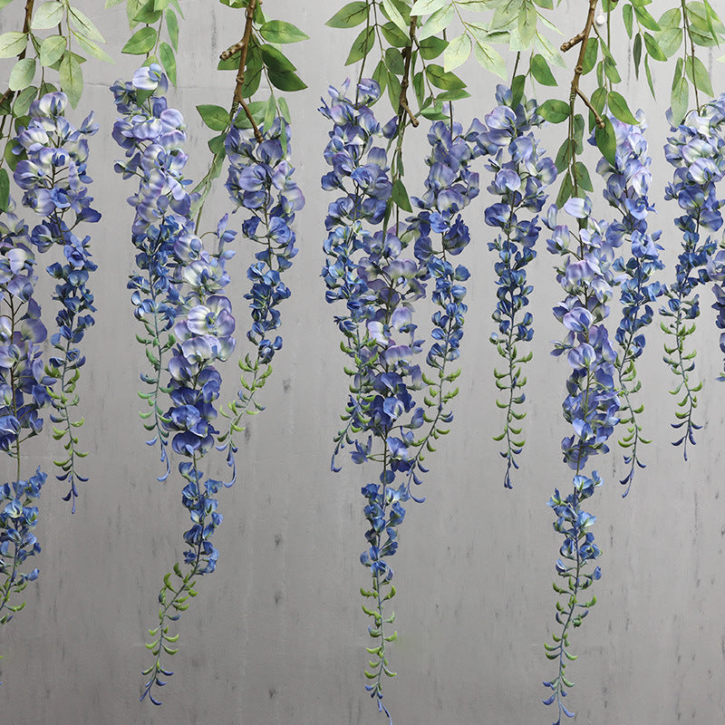 Lifelike Wisteria Flower Wedding Ceiling Décor - Stunning Hydrangea Floral Vine for Elegant Event Design and Soft Furnishings