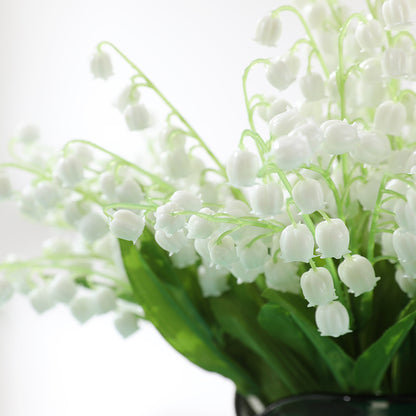 Elegant Artificial Lily of the Valley Wedding Bouquet and Bell Flower Wind Chime for Rustic Celebrations - Perfect for Bride’s Floral Decor and Home Accents