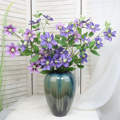 Elegant 5-Head Artificial Clematis Flowers for Home Decor – Perfect for Photography Props, Wedding Decoration, and Scenic Displays