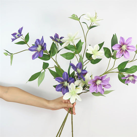 Elegant 5-Head Artificial Clematis Flowers for Home Decor – Perfect for Photography Props, Wedding Decoration, and Scenic Displays