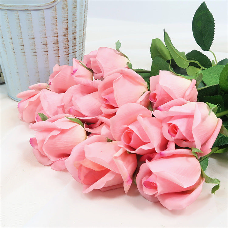 Elegant Realistic Faux Rose Bouquet – Single Stem, Moisture-Resistant Luxury Home Décor for Dining Tables, Weddings, and Events