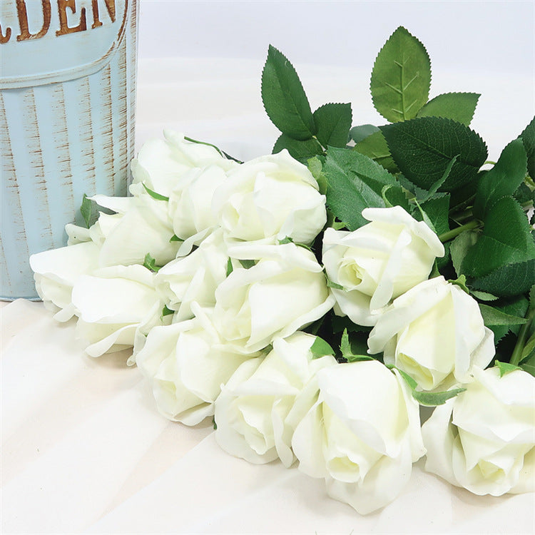 Elegant Realistic Faux Rose Bouquet – Single Stem, Moisture-Resistant Luxury Home Décor for Dining Tables, Weddings, and Events