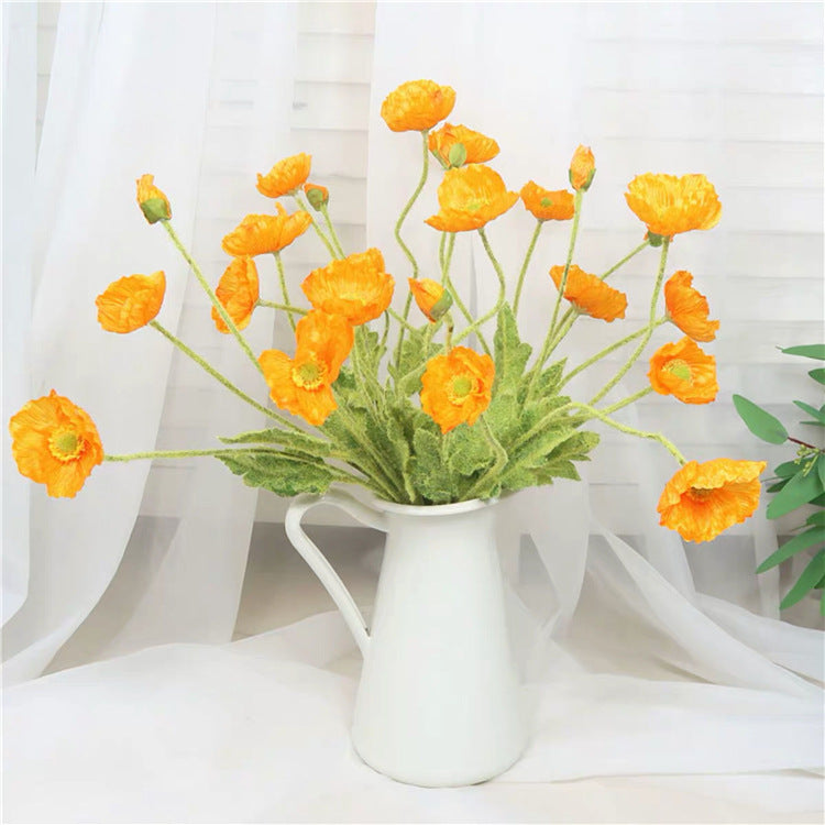 Realistic Single Stem Poppy Flower - Refreshing Home Decor for Living Room & Dining Table, Perfect for Weddings and Elegant Floral Arrangements