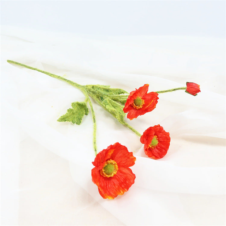 Realistic Single Stem Poppy Flower - Refreshing Home Decor for Living Room & Dining Table, Perfect for Weddings and Elegant Floral Arrangements