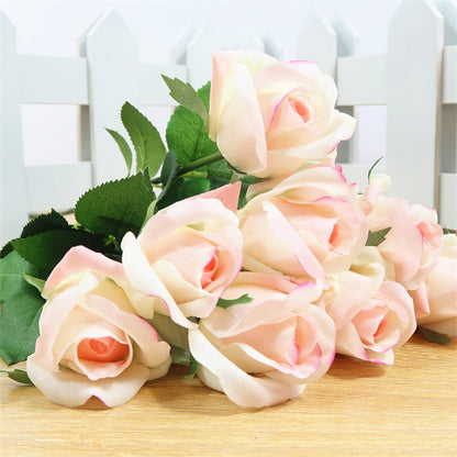 Elegant Realistic Faux Rose Bouquet – Single Stem, Moisture-Resistant Luxury Home Décor for Dining Tables, Weddings, and Events