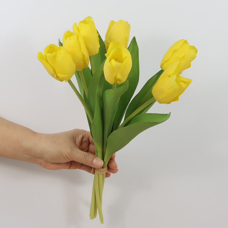 Luxury Realistic Touch Moisturizing Tulip Bouquet - Elegant Faux Flower Arrangement for Living Room and Dining Table Decor