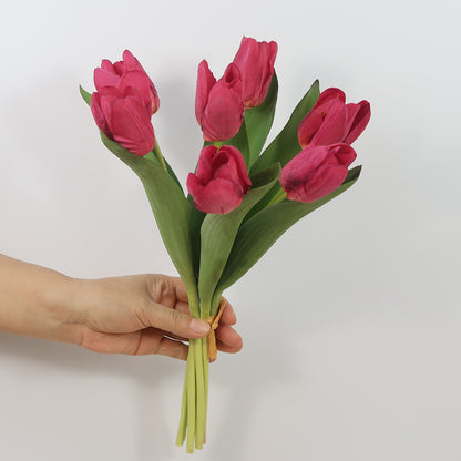 Luxury Realistic Touch Moisturizing Tulip Bouquet - Elegant Faux Flower Arrangement for Living Room and Dining Table Decor