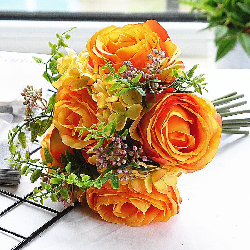 Stunning Faux Rose Bouquet - Elegant Artificial English Roses for Wedding Décor, Home Styling, and Photography Props