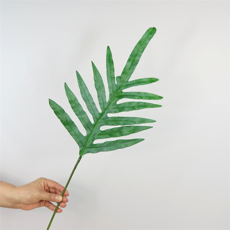 Realistic Minimalist Faux Green Plant with Single Branch Gold-Pointed Leaves - Perfect for Home and Restaurant Décor, Soft Furnishing, and Floral Arrangements