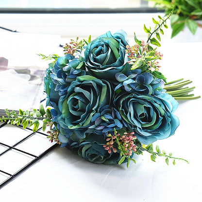 Stunning Faux Rose Bouquet - Elegant Artificial English Roses for Wedding Décor, Home Styling, and Photography Props