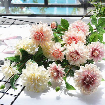 Realistic Artificial Dahlia Flowers - Long-Stemmed Chrysanthemum Decor for Home, Hotels & Wedding Photography - Perfect for Events & Interior Design