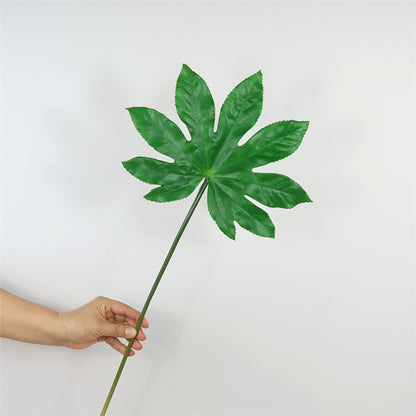 Realistic Minimalist Faux Green Plant with Single Branch Gold-Pointed Leaves - Perfect for Home and Restaurant Décor, Soft Furnishing, and Floral Arrangements