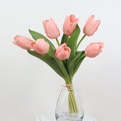 Luxury Realistic Touch Moisturizing Tulip Bouquet - Elegant Faux Flower Arrangement for Living Room and Dining Table Decor