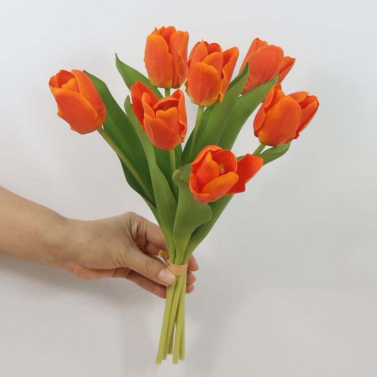 Luxury Realistic Touch Moisturizing Tulip Bouquet - Elegant Faux Flower Arrangement for Living Room and Dining Table Decor