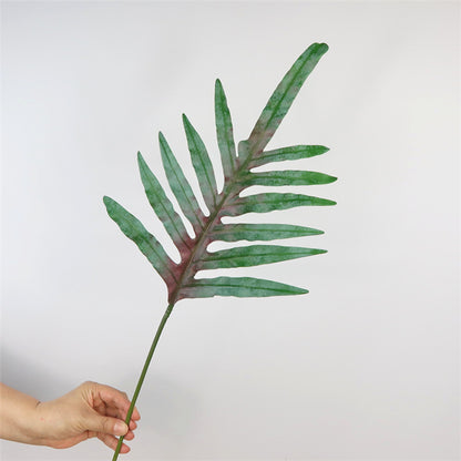 Realistic Minimalist Faux Green Plant with Single Branch Gold-Pointed Leaves - Perfect for Home and Restaurant Décor, Soft Furnishing, and Floral Arrangements