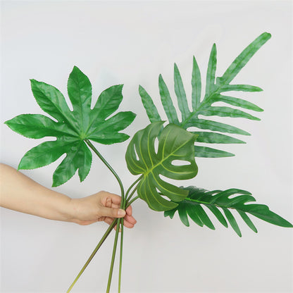 Realistic Minimalist Faux Green Plant with Single Branch Gold-Pointed Leaves - Perfect for Home and Restaurant Décor, Soft Furnishing, and Floral Arrangements