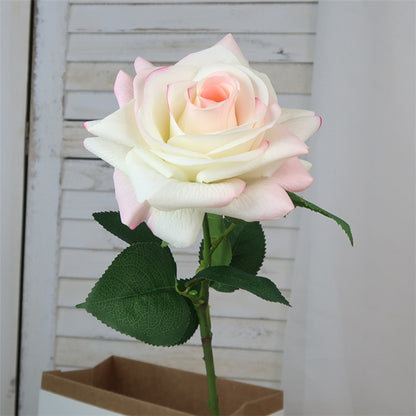 Lifelike Single Stem Artificial Rose with Realistic Touch - Moisture-Proof Large Decorative Flower for Living Room and Dining Table Centerpiece