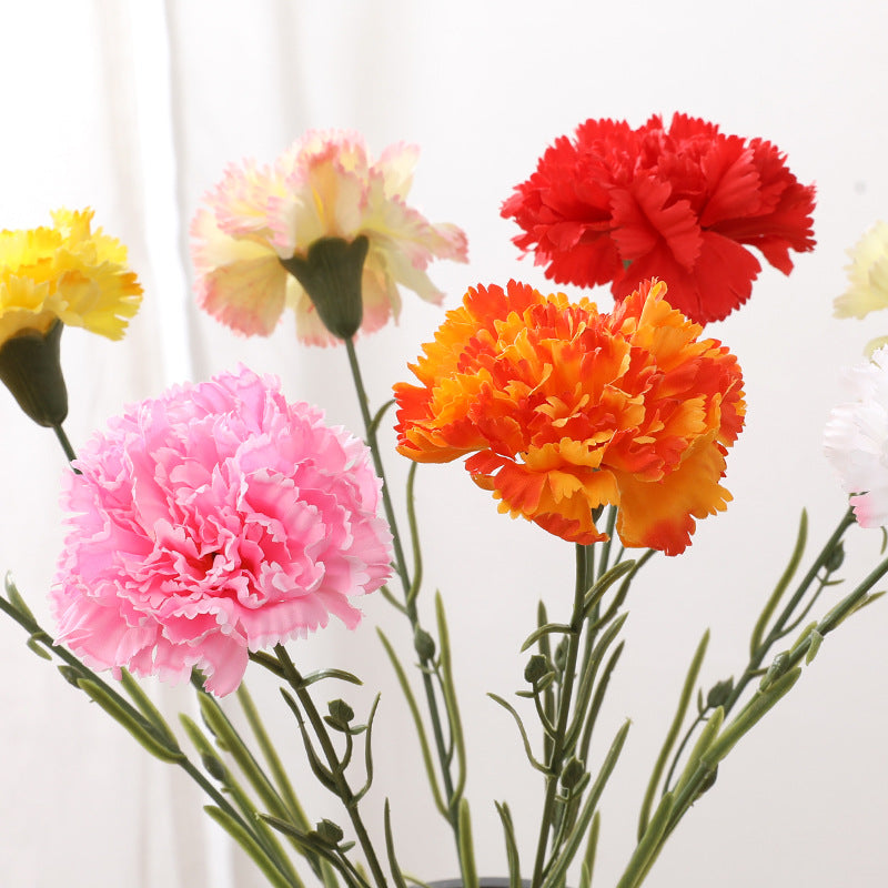 Realistic High-Quality Silk Carnation Bouquet - Elegant Faux Flowers for Mother's Day Gift and Home Decoration