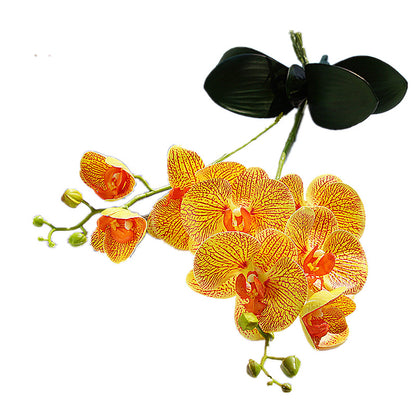 Realistic 3D Faux Orchid Phalaenopsis with Double Branches and Leaves - Perfect Home Décor for Photography, Weddings, and Special Events