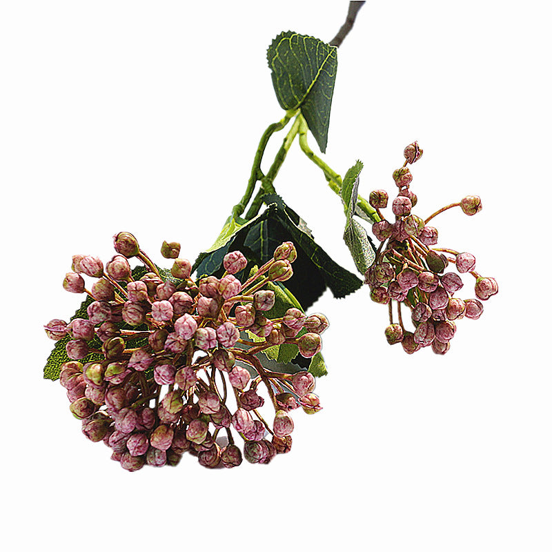 Realistic Artificial Hydrangea Spray with Two Blossom Heads - Perfect for Home, Weddings, and Event Decorations | Lifelike Faux Floral Arrangement