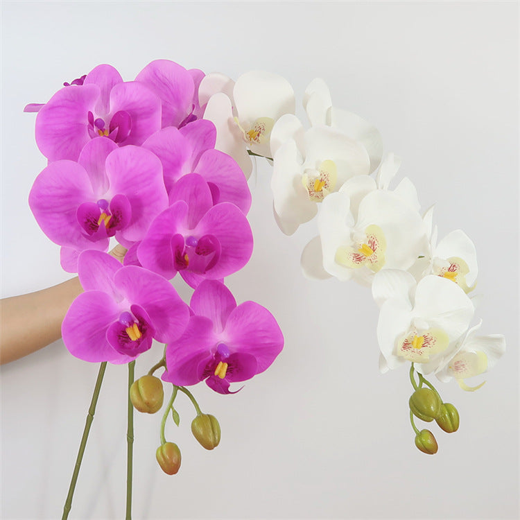 High-Quality Artificial 9-Head Orchid - Ultra-Realistic Feel for Stunning Nordic Table Centerpieces and Wedding Decor