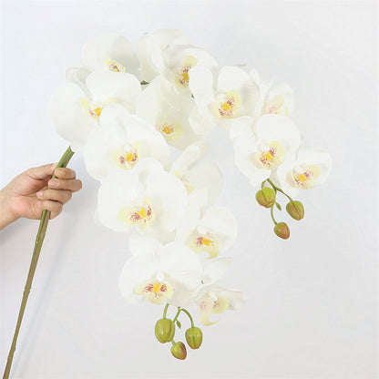 High-Quality Artificial 9-Head Orchid - Ultra-Realistic Feel for Stunning Nordic Table Centerpieces and Wedding Decor