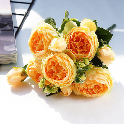 Stunning 5-Head Persian Rose Bouquet |  Artificial Flowers | Perfect for Home Décor, Weddings & Photography - Handcrafted Elegance