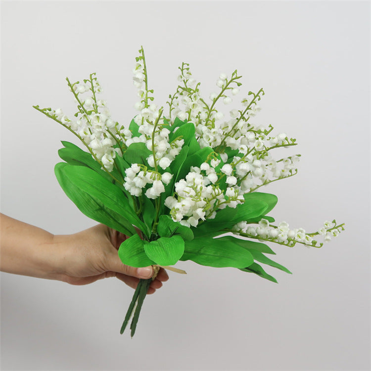 Elegant Single Stem Lily of the Valley Bouquet for Brides - Handmade DIY Floral Decor, Perfect for Home Table Arrangements and Special Events - Stylish Plastic Faux Flowers