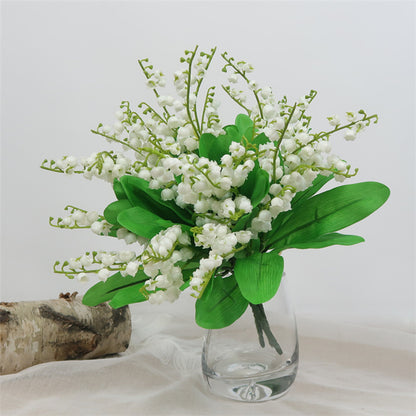 Elegant Single Stem Lily of the Valley Bouquet for Brides - Handmade DIY Floral Decor, Perfect for Home Table Arrangements and Special Events - Stylish Plastic Faux Flowers