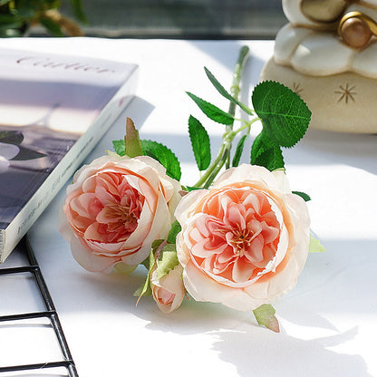 Short-Stemmed European Miniature Rose - Elegant Home and Hotel Decor, Perfect for Weddings and Photography Props, Realistic Artificial Flowers