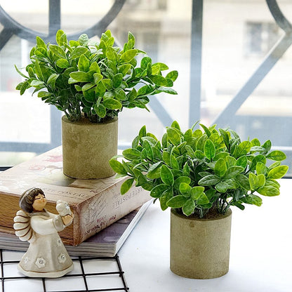 Charming Miniature Green Plant Desktop Decor - Realistic Artificial Flowers for Home, Weddings & Special Events