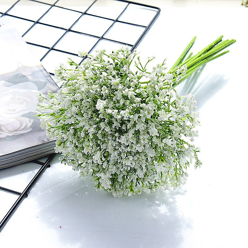 16-Stem Artificial Baby's Breath Bouquet - Elegant Night-Blooming Floral Arrangement for Home Décor, Weddings, and Special Occasions - Perfect for Lasting Beauty and Low Maintenance