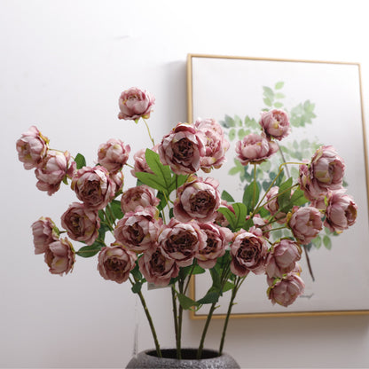 Elegant Single Stem Artificial Peony Flower with 7 Buds - Perfect for Home Decor and Wedding Arrangements, Realistic Silk Floral Design