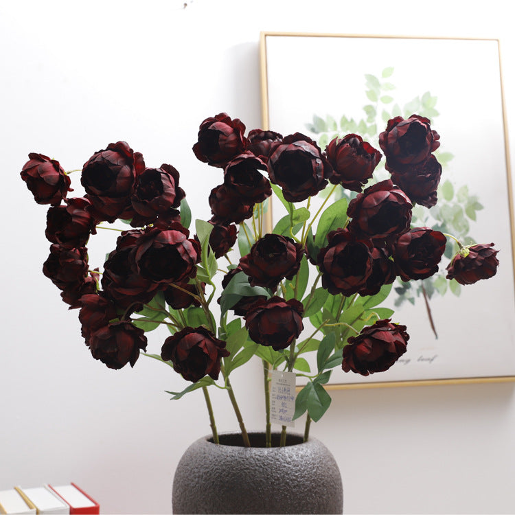 Elegant Single Stem Artificial Peony Flower with 7 Buds - Perfect for Home Decor and Wedding Arrangements, Realistic Silk Floral Design