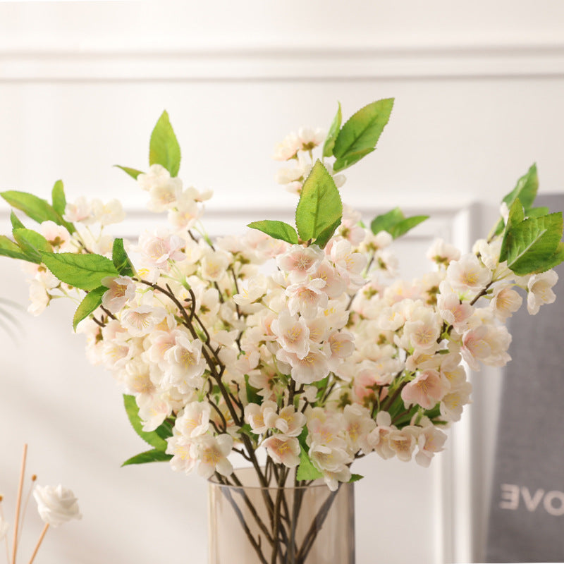 Realistic Faux Peach Blossom Silk Flowers for Living Room Home Décor - Delicate Artificial Pear and Cherry Blossom Branches for Elegant Interior Design