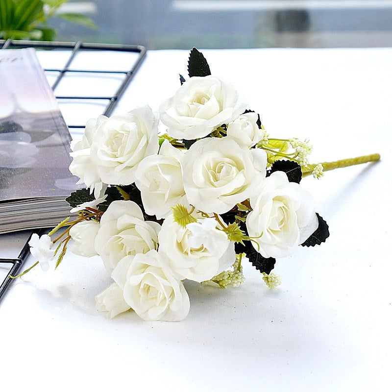 Realistic Snow-Laced Silk Roses - HXH3 Artificial Flowers for Home Décor and Wedding Photography Props – Perfect for Every Occasion!