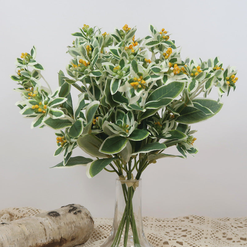 Charming Natural Style Faux Green Plants - Silver-Edged Succulent Mountain Snow Soft Decor Flower Arrangement with Versatile Grass Bouquet