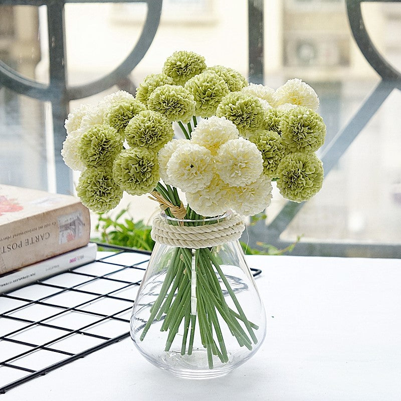 Realistic Artificial Flower Bouquet - 6 Mini Hydrangeas for Wedding Decor, Home Accent, Hotel Styling, and Photography Prop